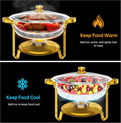 Chafing Dish Buffet Set, 6QT, Gold, Round