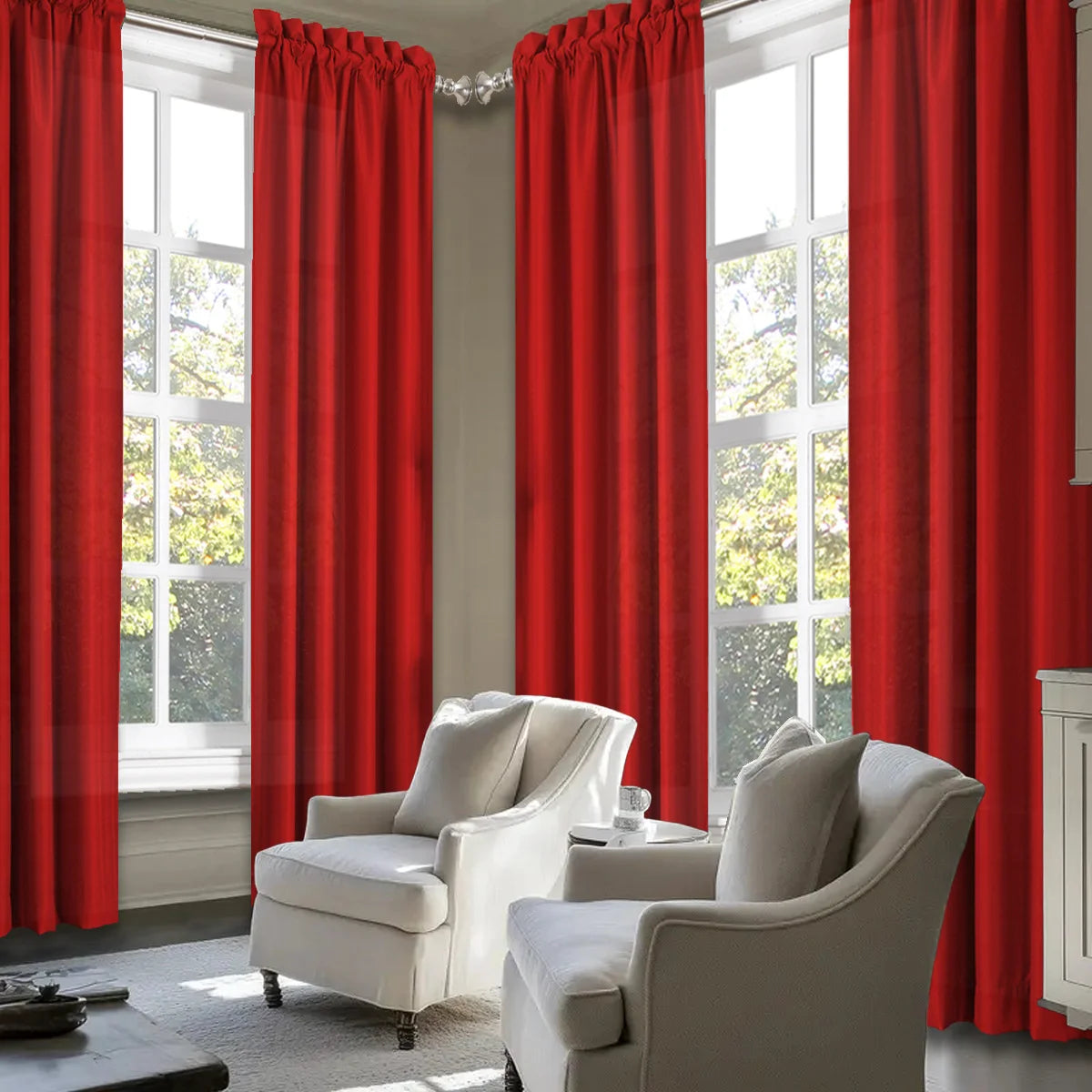 4pcs Light Filtering Curtains - Fade-Resistant with Rod Pocket Design