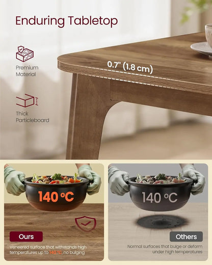 Dining Table for 4/6/8 People, Honey Brown Finish