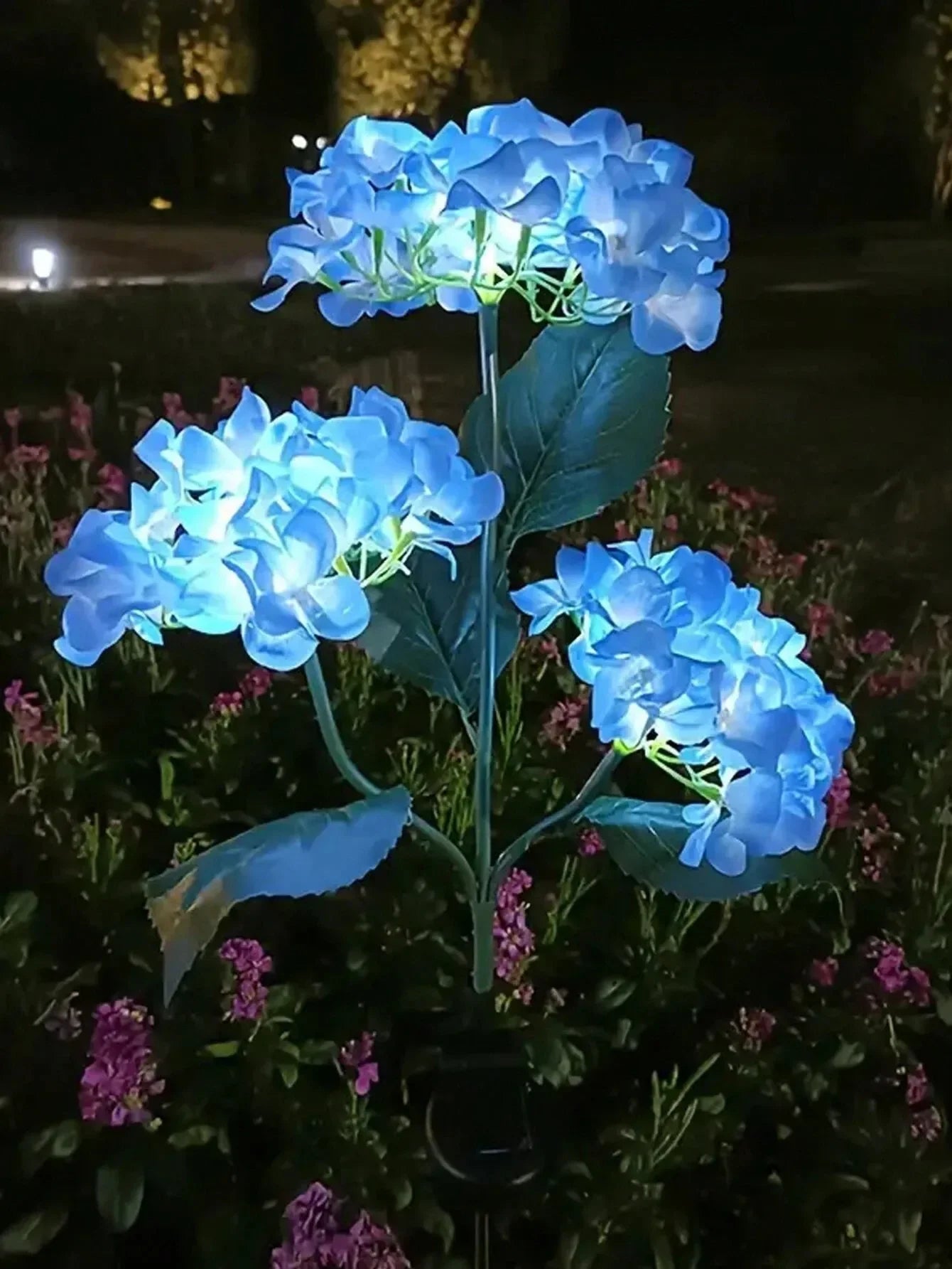 1PC Solar Hydrangea Lights With 3 Heads,LED Artificial Flower Lights,