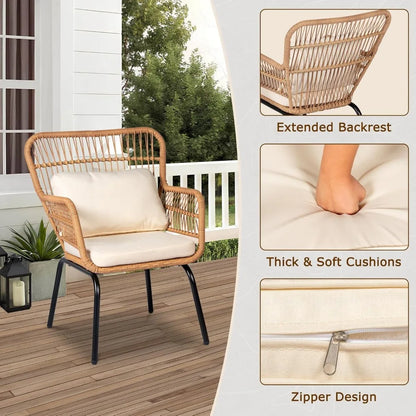 3 Piece Outdoor Wicker Bistro Set, Patio Conversation Sets