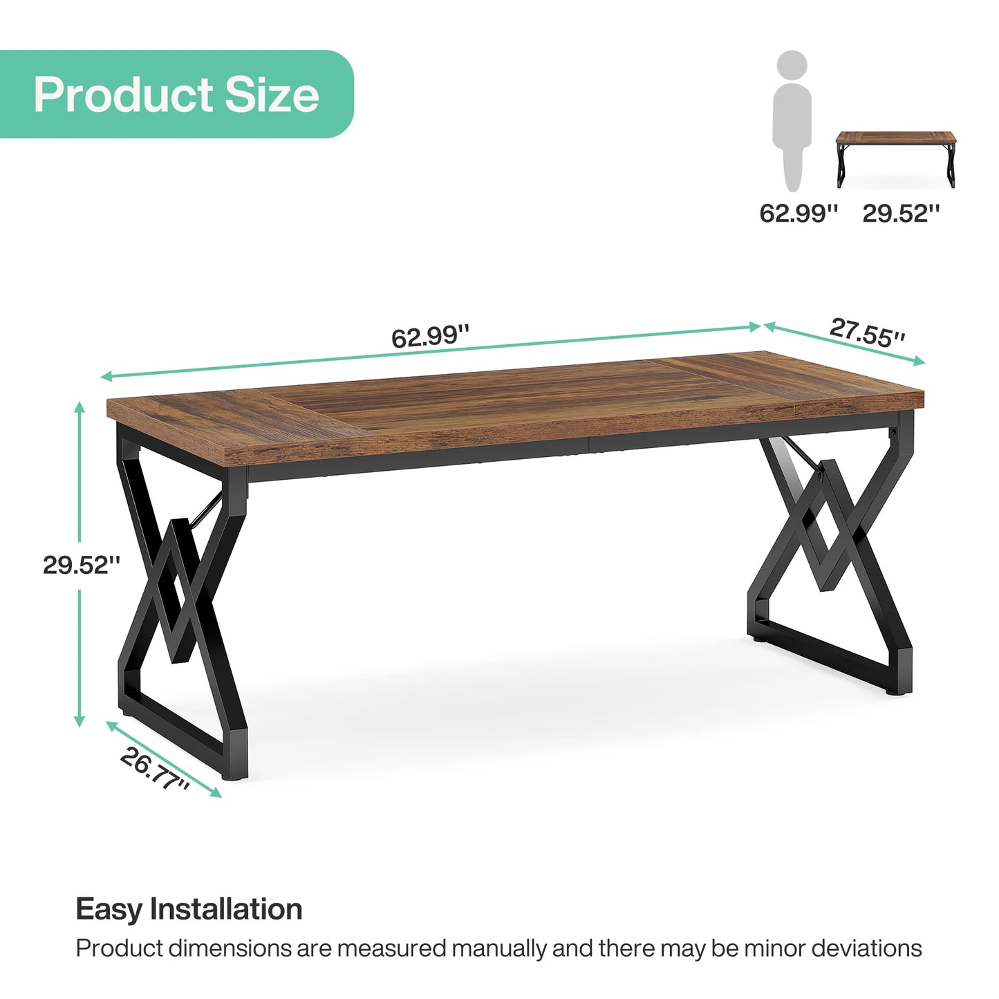 Tribesigns 63" Large Industrial Executive Desk