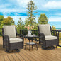 3-Piece Wicker Swivel Rocking Patio Set, 2 Chairs & Glass Table,
