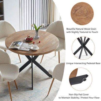 3 Pieces Dining Table Set for 2, Round  Tabletop