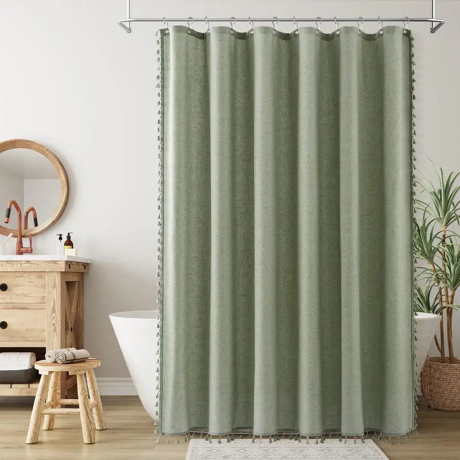 Sage Green Linen Shower Curtain