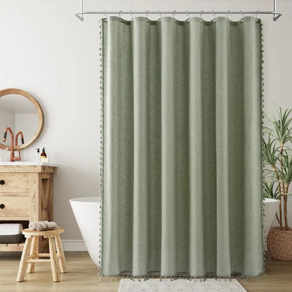 Sage Green Linen Shower Curtain
