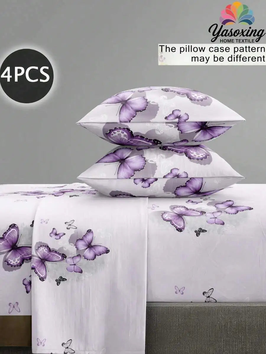 4-Piece Floral Microfiber Bedding Set
