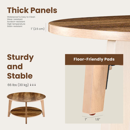 32IN Wood Round Coffee Table