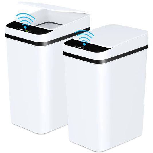 2 Pack 12L Bathroom Automatic Trash Cans with Lid