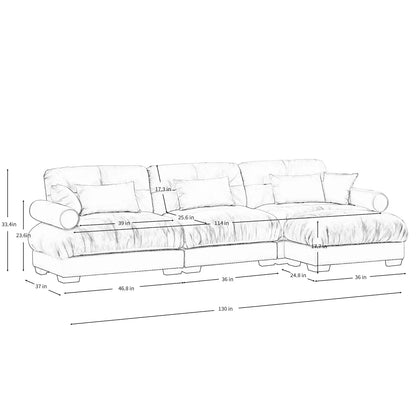Modern Modular Sectional Sofa, 130"