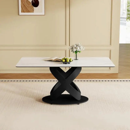 71" Rectangular Dining Table with Centered Stone Top