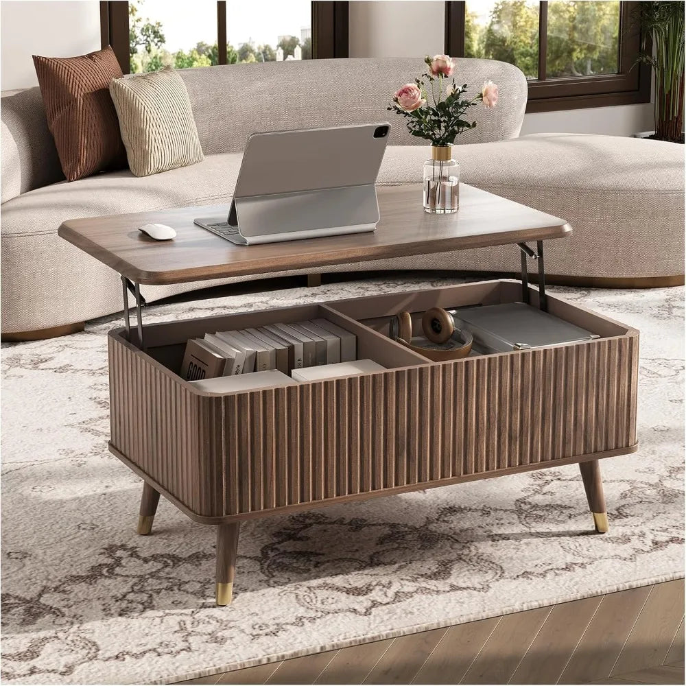 Lift Top Coffee Table with Storage, Mid Century Modern