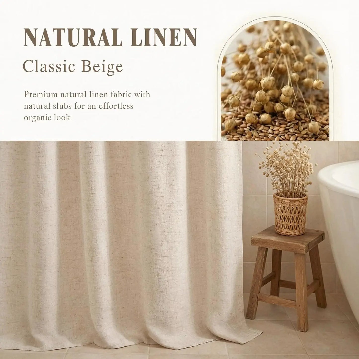 Linen Shower Curtain, Beige
