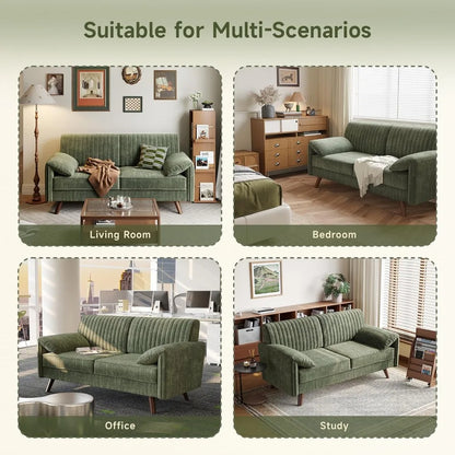 64.5" Loveseat Sofa, Chenille, with Padded Arms
