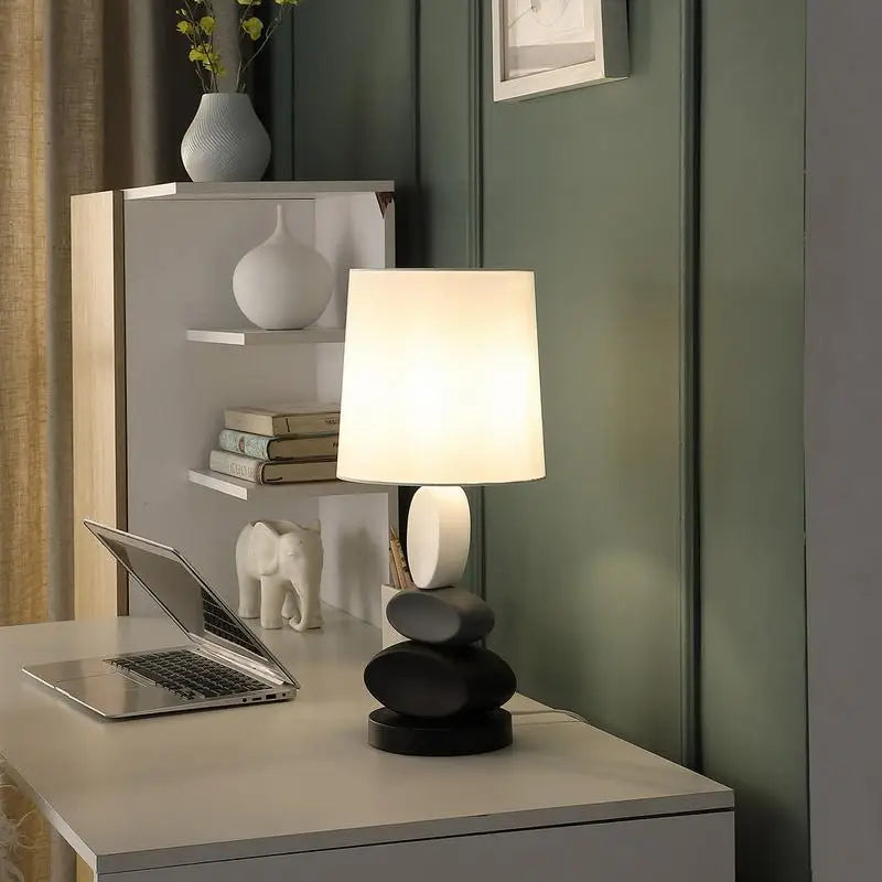 19-Inch Coastal Modern Stacked Tablet Metal Table Lamp