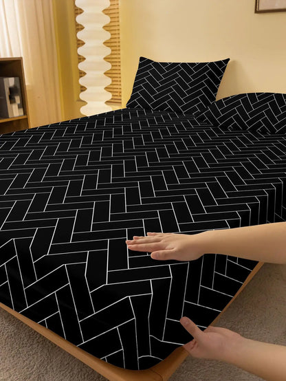1pc Black and White Bed Set