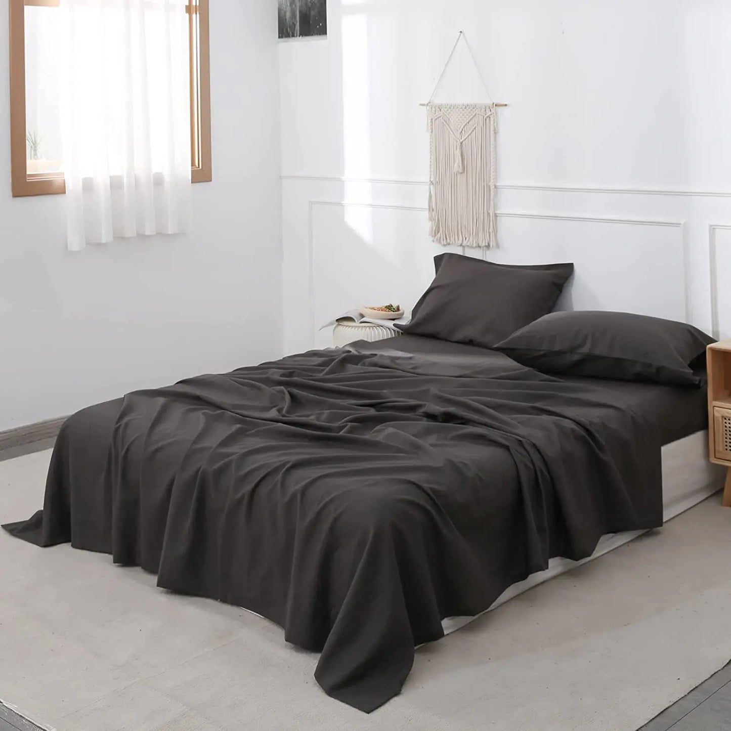 3/4Pcs Solid Color Belgian Linen Cotton