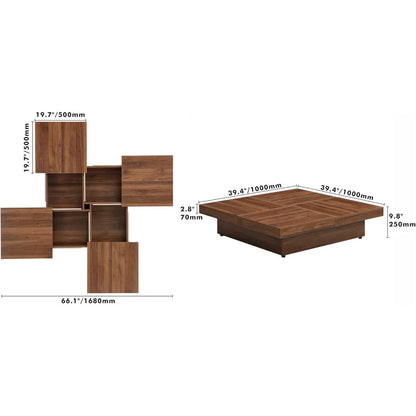 Square Marble Veneer Coffee Table with Sliding Top