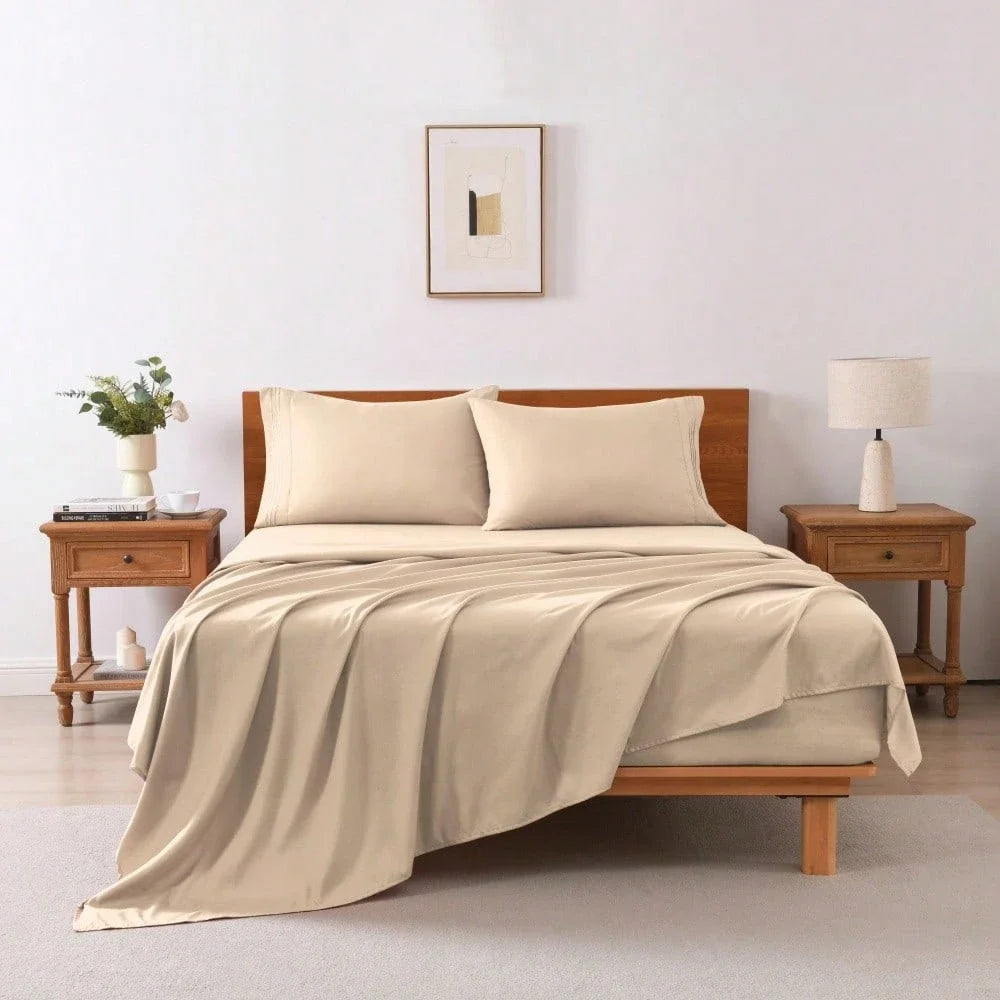 4PCS Cooling Luxury Bedding Set, Embroidered Pillowcases