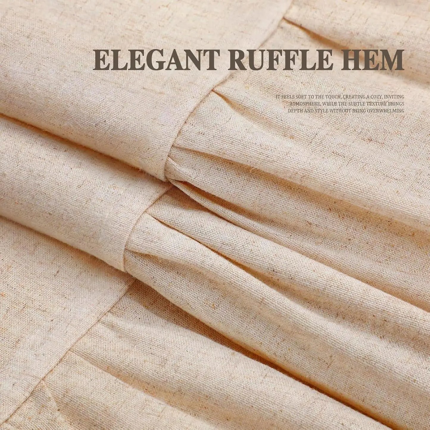 Farmhouse Shower Curtain with Ruffle Hem Linen Beige 72x72 Boho Rustic Natural Fabric