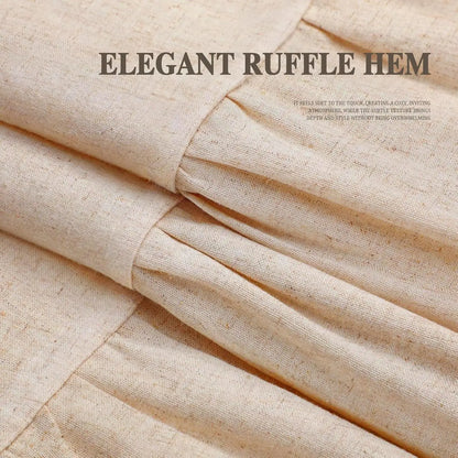 Farmhouse Shower Curtain with Ruffle Hem Linen Beige 72x72 Boho Rustic Natural Fabric