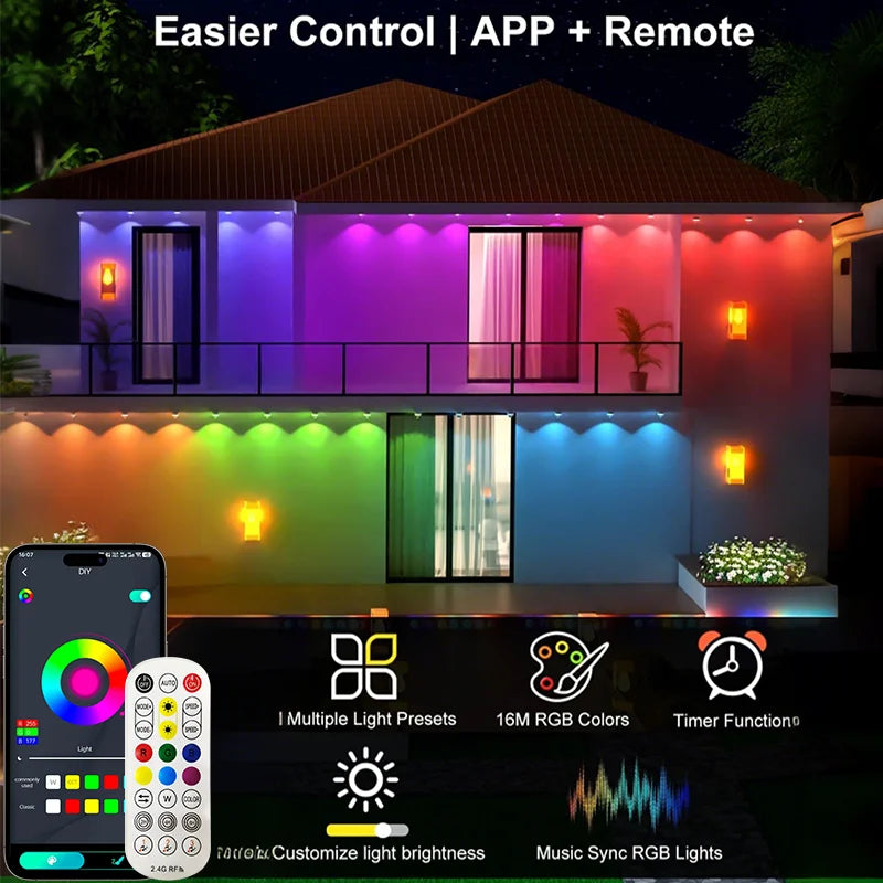300FT Permanent Outdoor Lights Smart Eave Lights DIY Color Changing