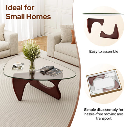 Mid Century Triangle Glass Coffee Table