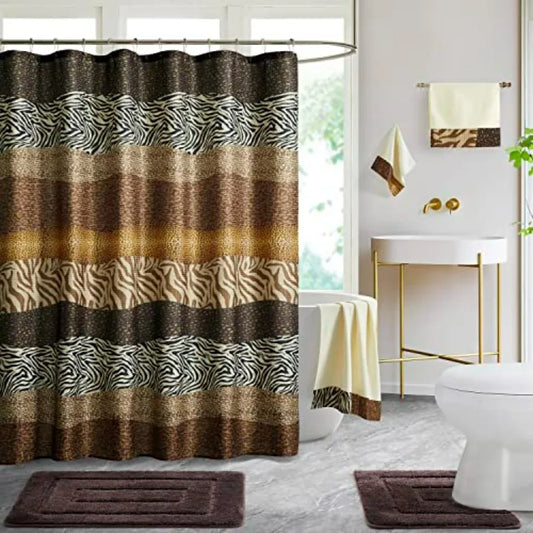 Bathroom Rugs and Shower Curtain Set