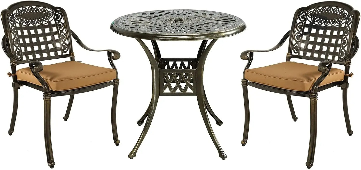 3 Piece Outdoor Patio Set, Cast Aluminum