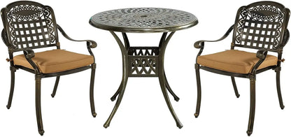 3 Piece Outdoor Patio Set, Cast Aluminum