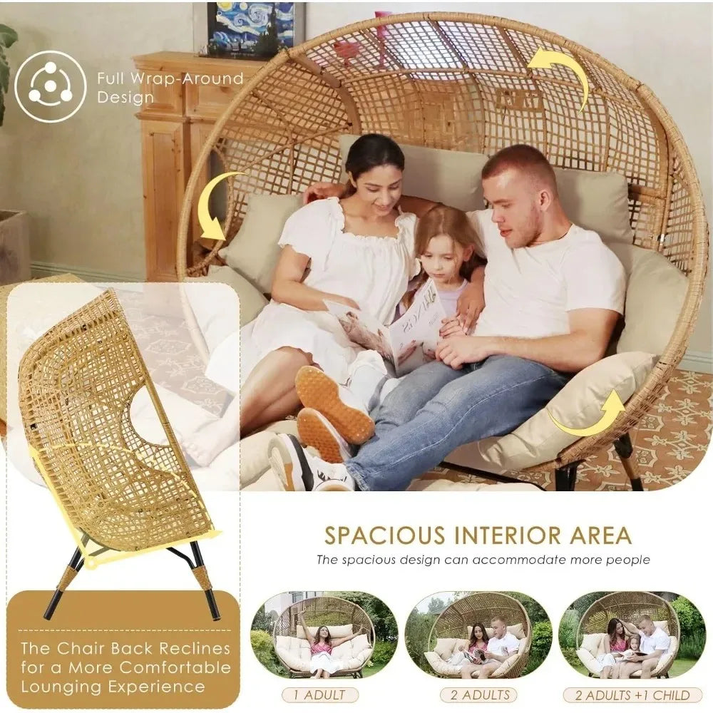 Lounge Chairs-Double Egg Chair Indoor Outdoor Stationary