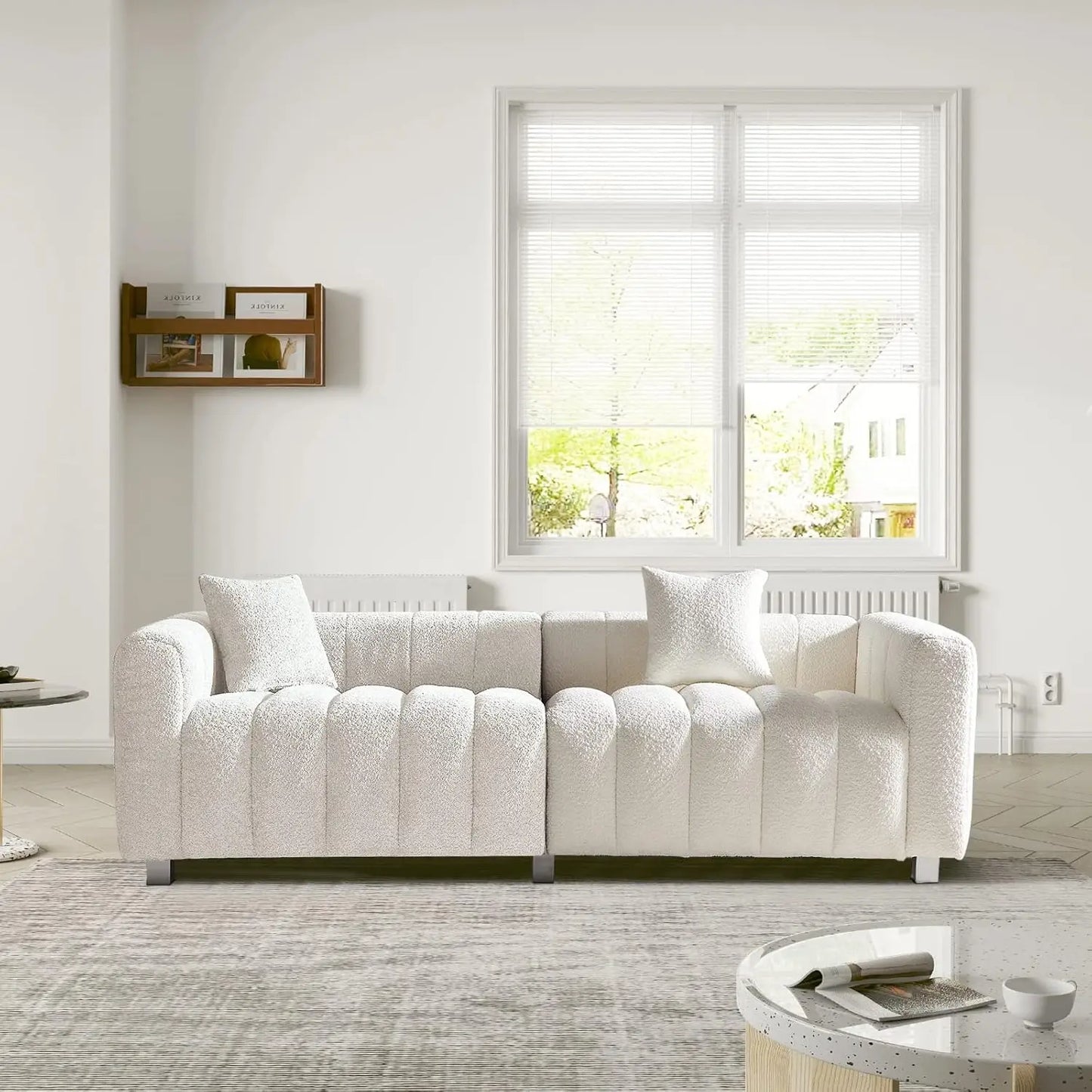 87.4'' Modern 3-Seater Sofa Bubble Couch, Velvet
