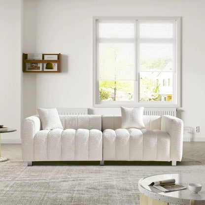 87.4'' Modern 3-Seater Sofa Bubble Couch, Velvet