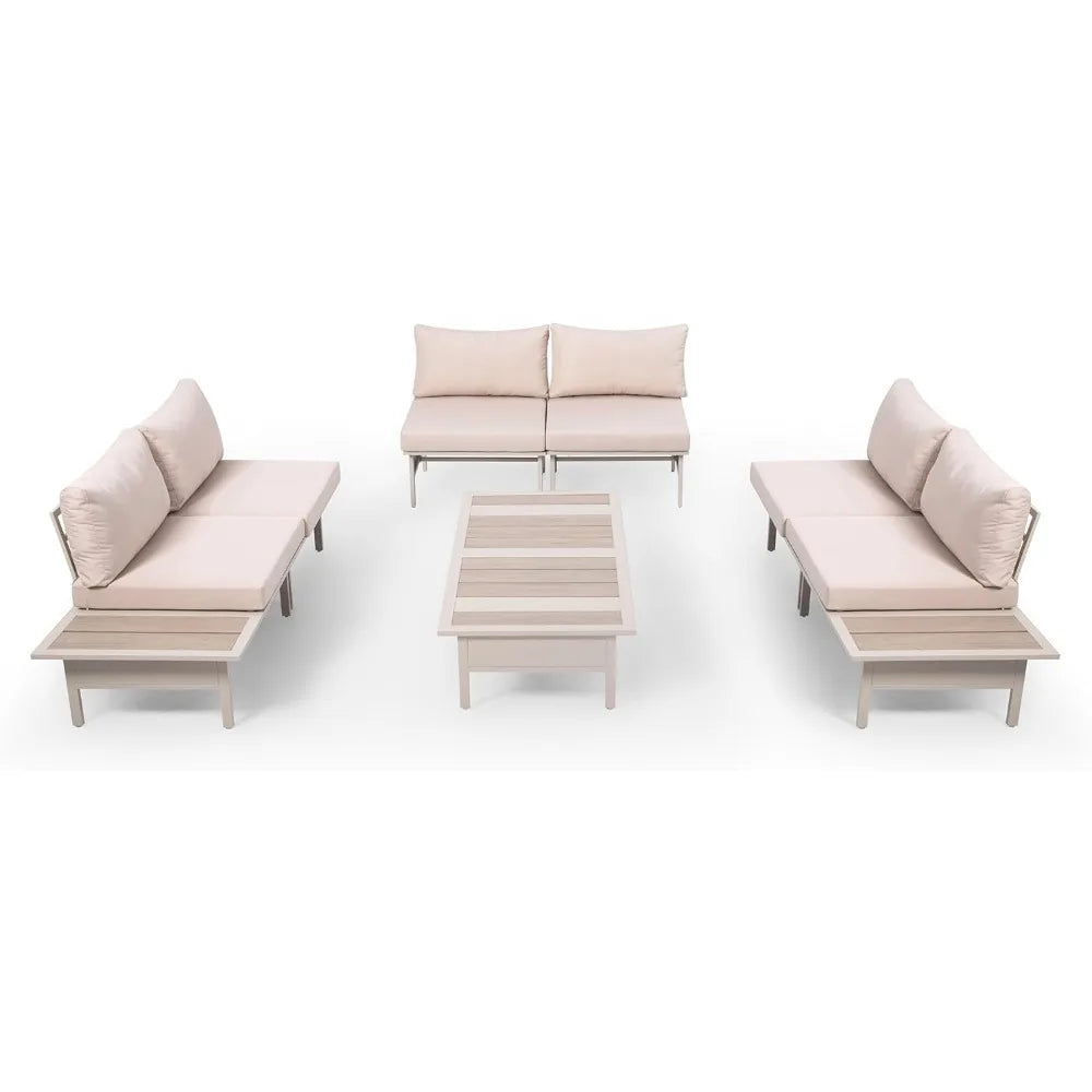 8 Pieces Patio Furniture Set, Outdoor Metal Frame