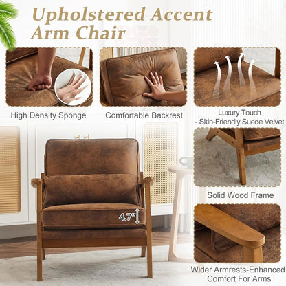 Wide Accent Chair Set of 2,Upholstered Mid Century Modern with Pillow