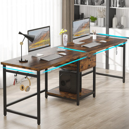 Tribesigns 78.74’’ Two Person Desk with 2 Drawers
