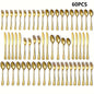 60pcs, Black Silverware Mirror Polished Cutlery Set