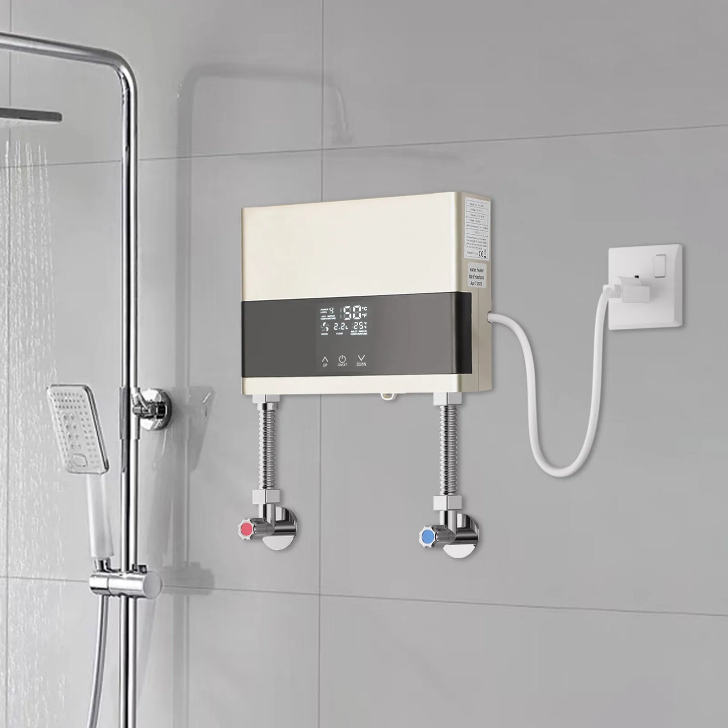 110V 4000W Mini Electric Water Heater,Silver/Gold, ABS