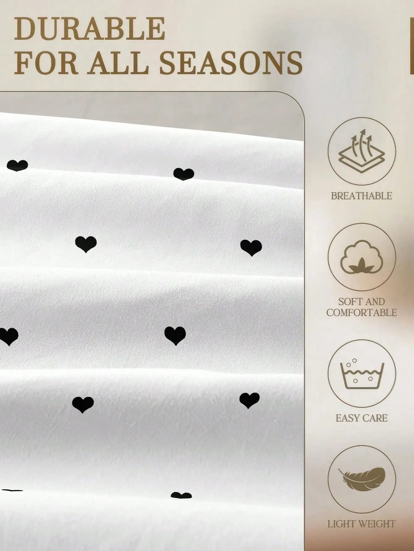 Black Heart Print Fitted Sheet