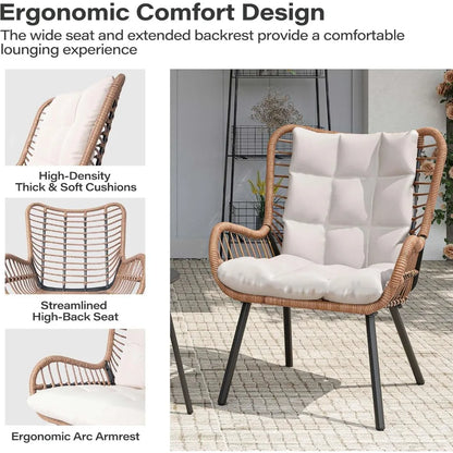 Outdoor Bistro Set, Small Patio Furniture Set with Coffee Table