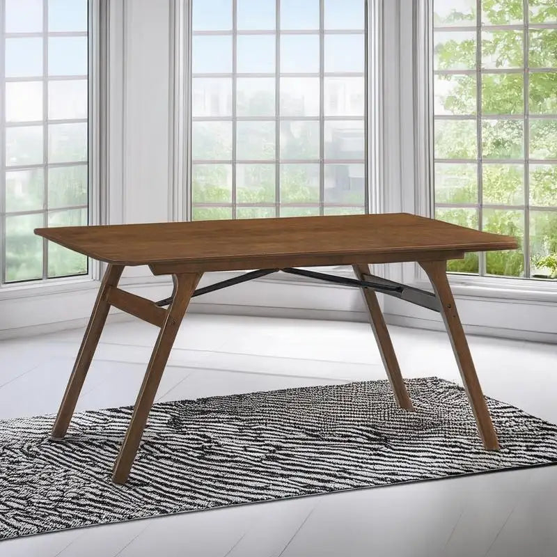 7-Piece Walnut Finish Dining Set with Upholstered Chairs