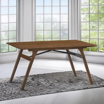 7-Piece Walnut Finish Dining Set with Upholstered Chairs