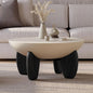 Round Concrete Coffee Table with Premium Walnut Ash Wood Legs