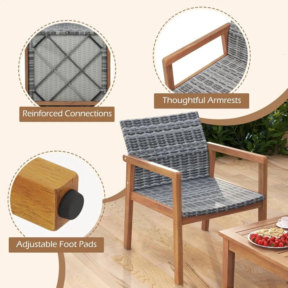 3 Pieces Patio Furniture Set, with Chairs & Coffee Table