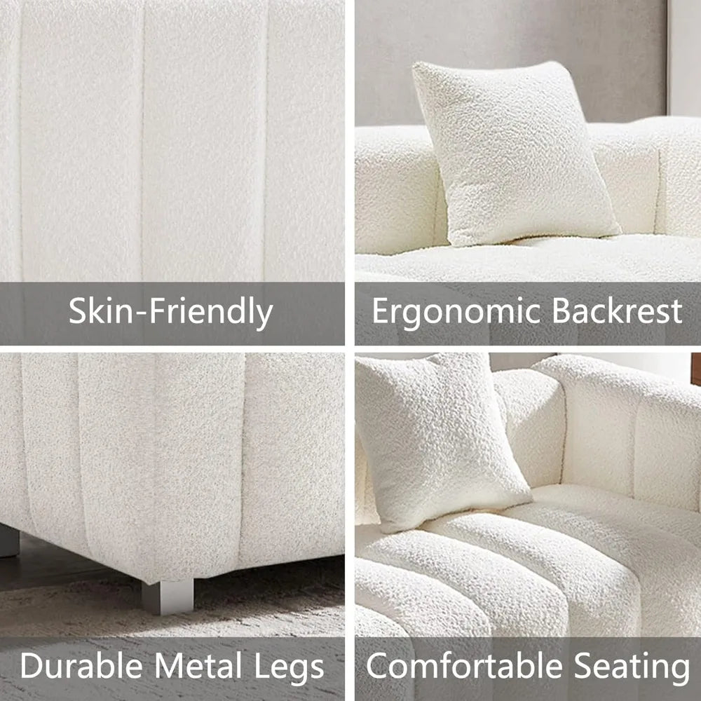 87.4'' Modern 3-Seater Sofa Bubble Couch, Velvet
