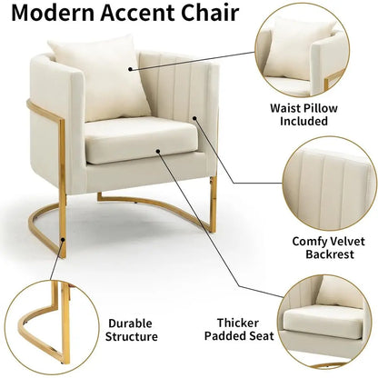 Mid-Century Velvet Accent Chair with Barrel Arms