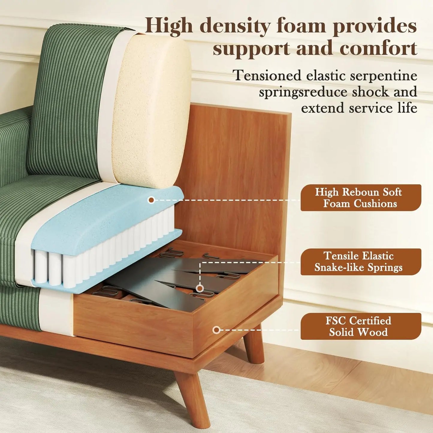 38.5" Accent, Upholstered Armchair with Deep Seat