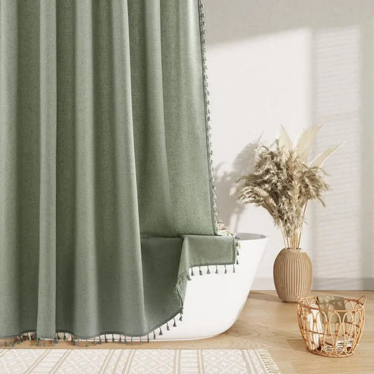 Sage Green Linen Shower Curtain