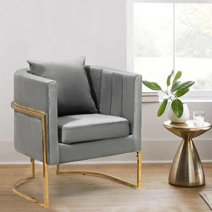 Mid-Century Velvet Accent Chair with Barrel Arms