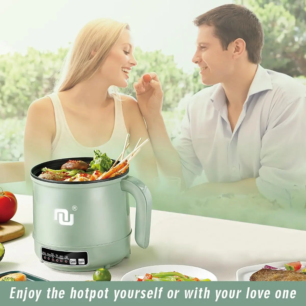 Smart Mini Hot Pot 1.2L w Stainless Steel Steamer Basket 600W
